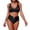 Black, variant on Women's Pure Color Two Piece Bikini Set High Waisted Push Up Swimwear Sporty V Neck Halter Straps Tummy Control Bathing Suit 2026 Orange 2XL