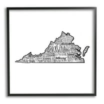 Stupell Industries Virginia Typography Cities Graphic Art Black Framed Art Print Wall Art, Design by The Saturday Evening Post