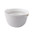 thumbnail image 1 of (Paquete de 2) - Colador de plástico 2 en 1 apto para alimentos y cuenco escurridor de pasta, 2 pares - Colador de frutas y verduras de doble pared grande de 1,7 L y pequeño de 1,1 L, gris claro, 1 of 3