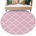 thumbnail image 2 of Pink Morocco 8' Round Area Rug, Moroccan Boho Ethnic Abstract Grid Art Washable Non-Slip Large Circle Rugs for Living Room Bedroom, Soft Low Pile Rug Carpet for Dining Room Kitchen Farmhouse, 2 of 9