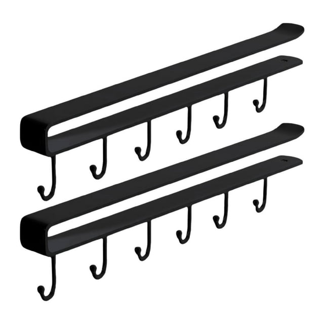 2 piezas de soporte para tazas debajo del gabinete, soporte para tazas, ganchos para colgar utensilios de cocina Negro