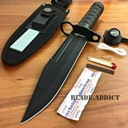 12" Camping Outdoor Hunting Rambo Fixed Blade Knife Bowie Survival Kit
