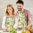 thumbnail image 4 of Yellow Lemon Fruit Flowers White Pattern Apron-Garden Aprons for Women with Pockets-Cotton Linen Waterproof Kitchen Cooking Gardening Aprons Adjustable for Kitchen,Cooking,BBQ and Salon 33x27 Inch, 4 of 5