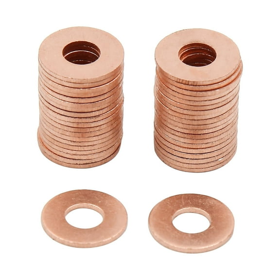 40pcs 6mm Inner Dia Copper Washers Flat Sealing Gaskets Ring for Cars