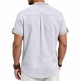 thumbnail image 5 of Timoontee Man Solid Color Casual Short Sleeved Half-buttoned Open And Close Vintage Standing Collar Top Gray L, 5 of 9