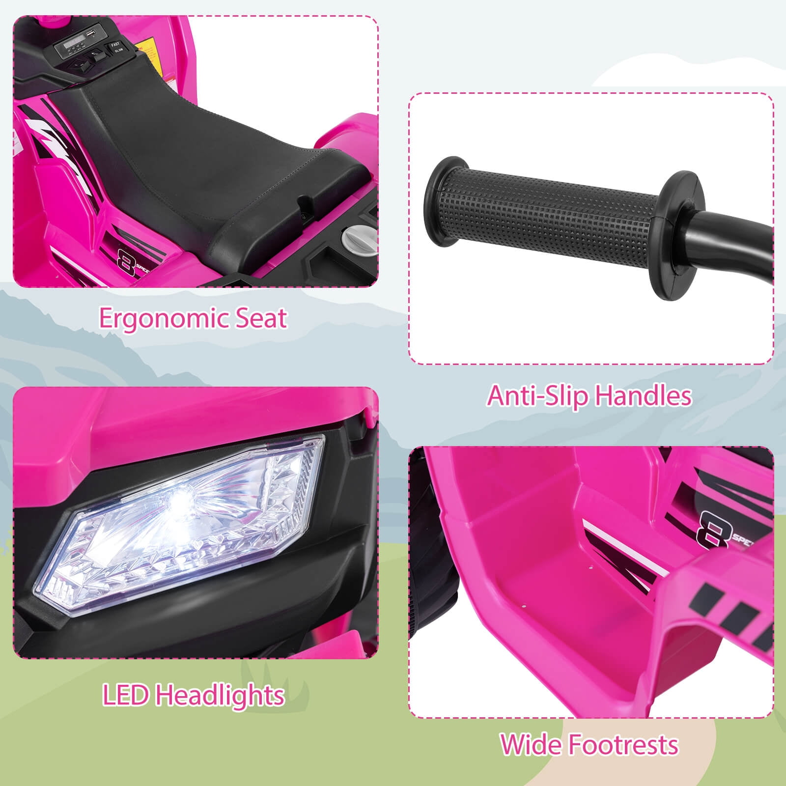 Infans 24V Kids Ride-On Electric ATV 4-Wheeler Quad Car with Wireless Connection