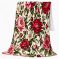 thumbnail image 2 of Botanical Peony Rose Floral, Cozy Friendship Quote Scene, Warm Flannel Blanket for Living Room and Reading Nook, Art Lovers Thanksgiving Gift, Artistic Home Decor, 2 of 9