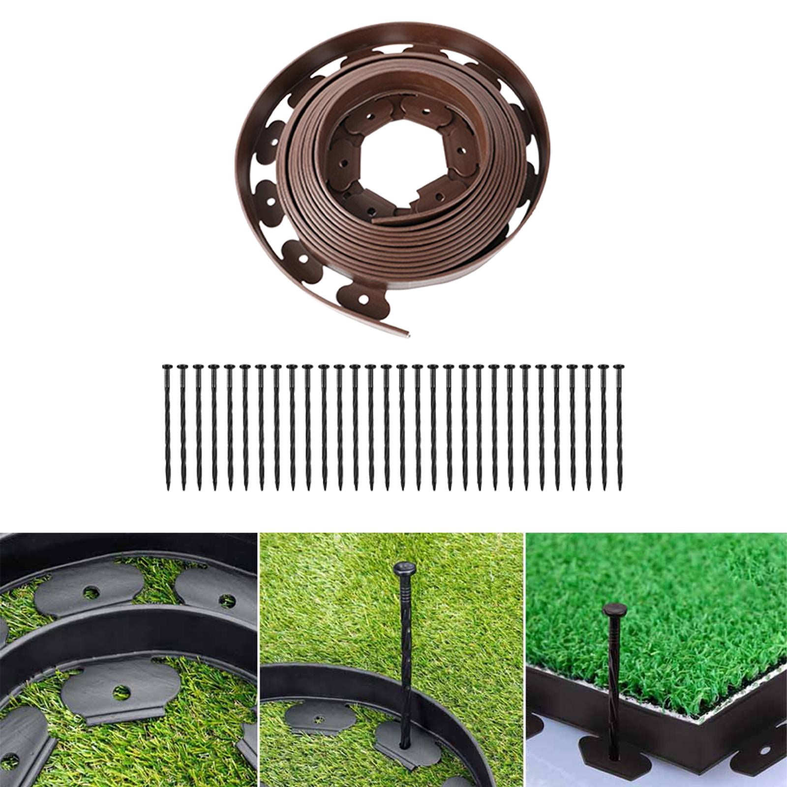 Garden Landscape Edging Borders, Landscaping Edging, Lawn Border with Spikes Garden Edging Coil, Garden Edging Border, for Outdoor Lawn 10cm Brown