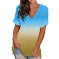thumbnail image 1 of B91xZ Women's Tunique Tops Manches Courtes Col Rond T-Shirts Amples Décontractés Printemps Tops, Jaune m, 1 of 2