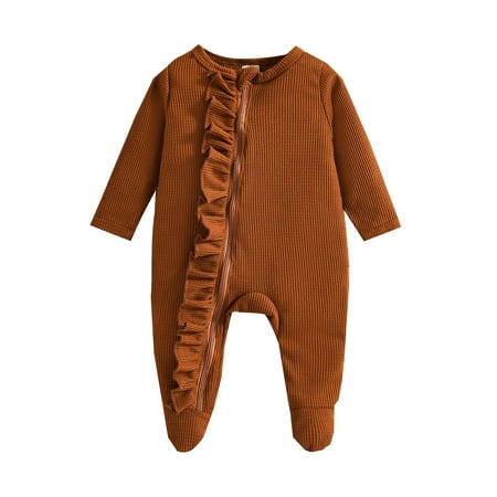 

Boys Girls Jumpsuit Long Sleeve Ruffles Ribbed Zipper Romper Toddler Jumpsuit Clothes Baby Clothes