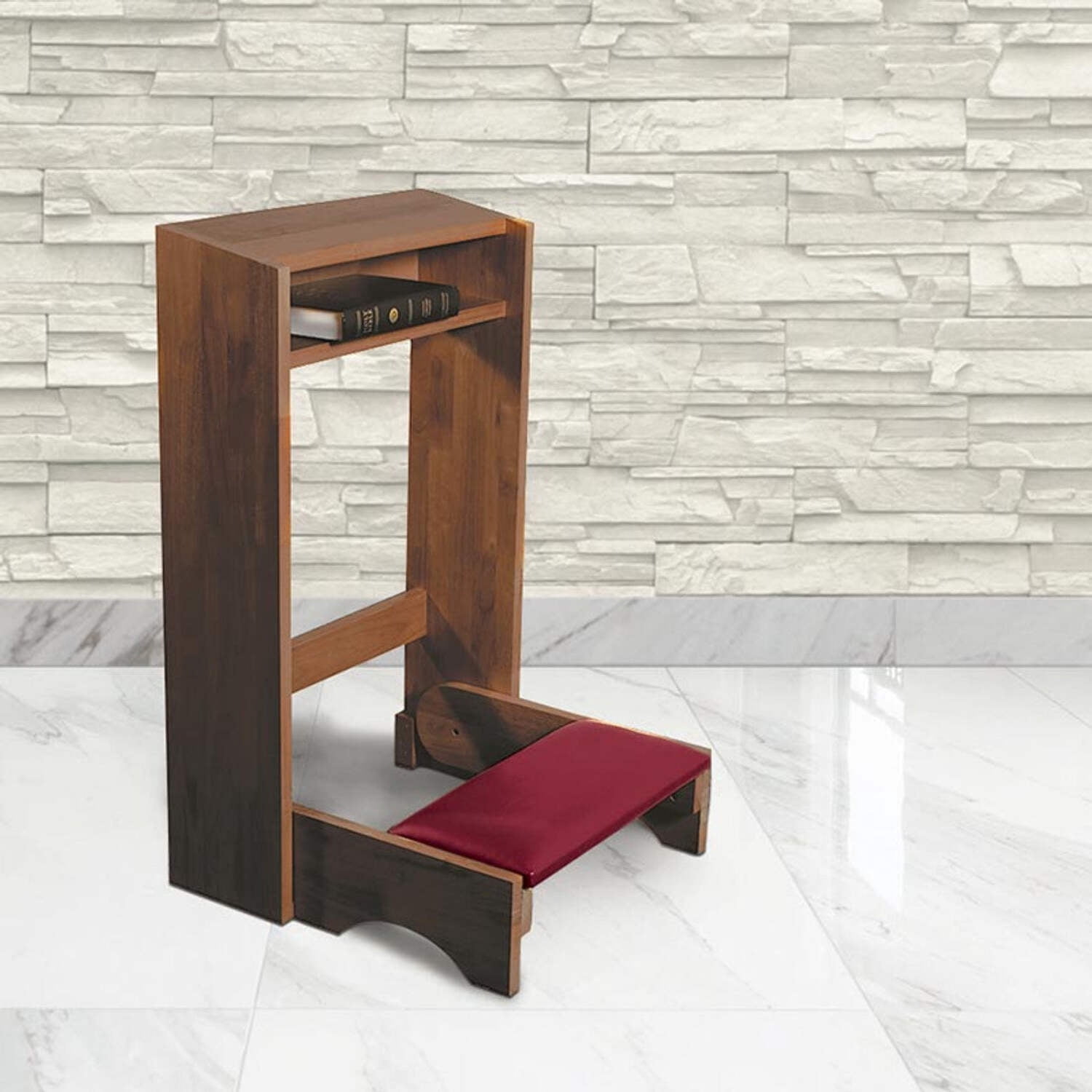 Autom Church Travel Wood Folding Prayer Kneeler, 20"D x 20"W x 1"H, Walnut