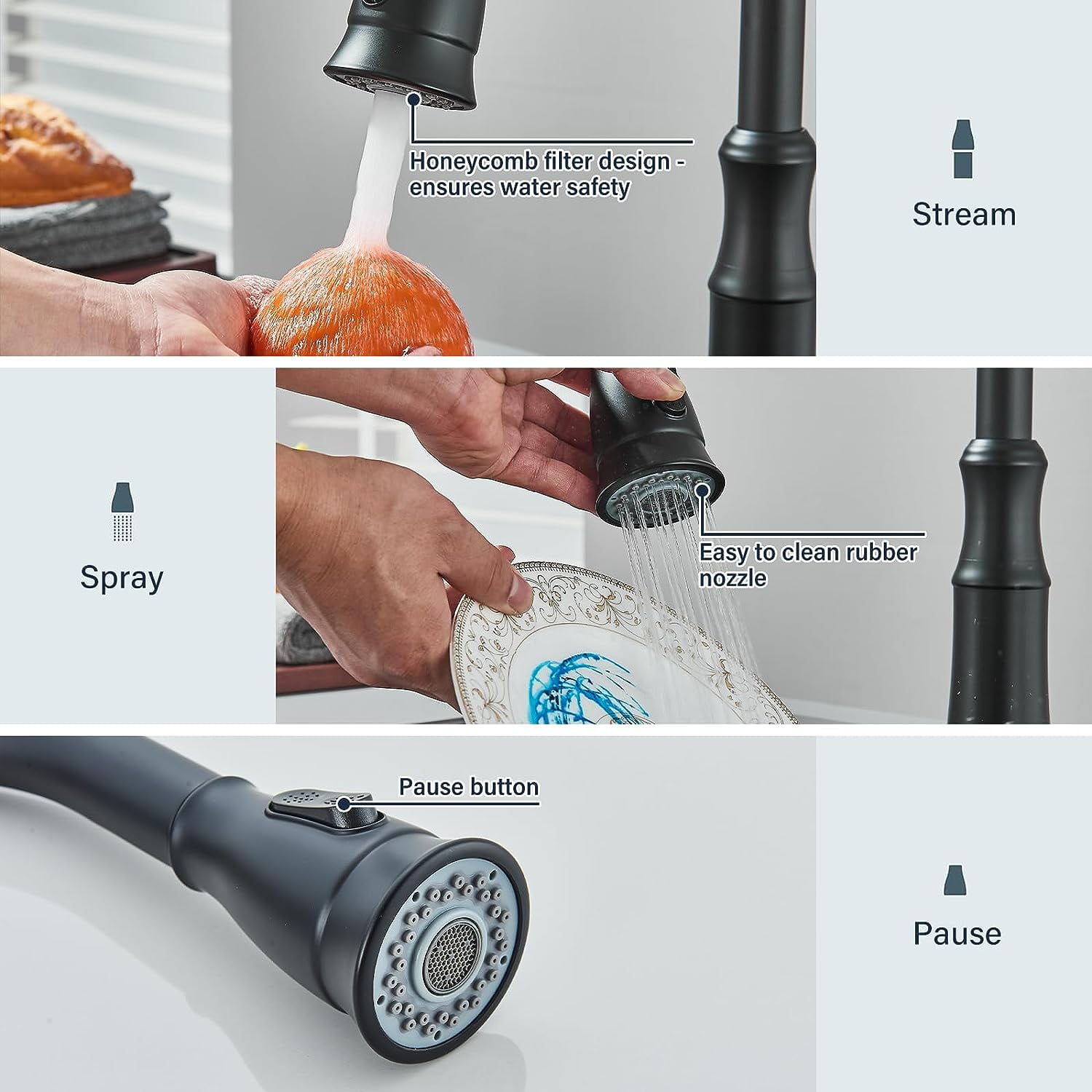 Zovajonia Matte Black High Arc 8 in Kitchen Faucet