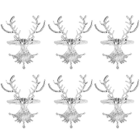 

Napkin Rings Christmas Head Napkin Rings Fashion Napkin Holders Napkin Buckles 6PCS Silver