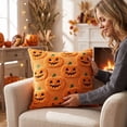 thumbnail image 6 of Sahpxhe Halloween Throw Pillow Covers,15.75x15.75in Orange Pumpkin Decor Plush Comfort Pillow Case with Raised Fall Pumpkin Ghost Embroidery for Couch Sofas,Bedrooms,Home Orange, 6 of 7
