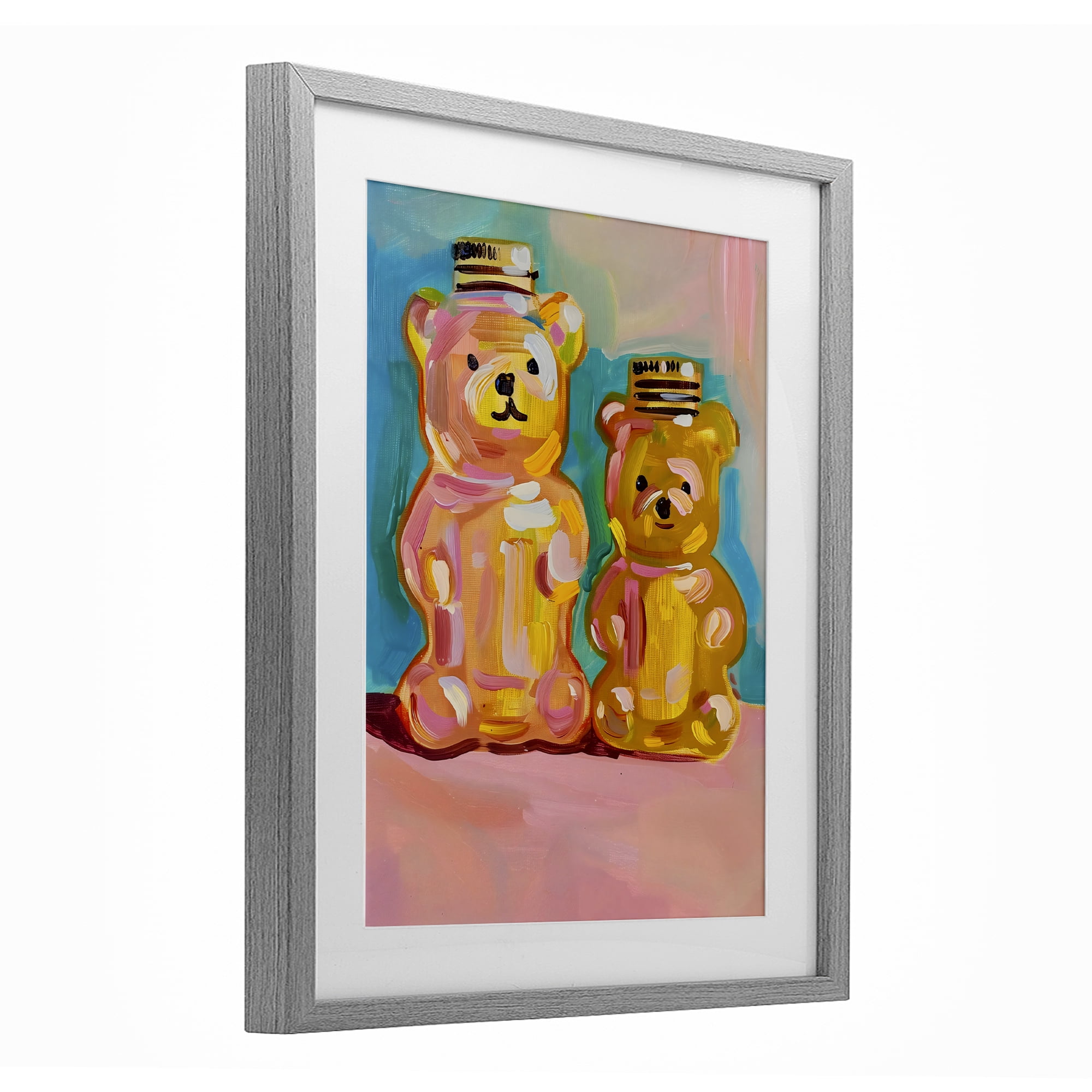 Stupell Industries Joyful Honey Bears Duo Gray Framed Print Under Glass, design by The Prints Vibe