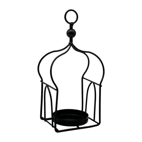 Esquirla Candle Lantern Hanging Candle Lantern Metal Candle Holder Iron Candlestick Candle Stand Classic Iron Style for Centerpiece Arrangement Gift Occasions Black