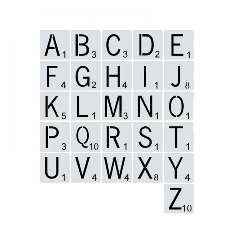 26pcs/set Reusable Scrabble Style Tile Stencil Letters Stencil Template for Tile Wall Decor Art, Black
