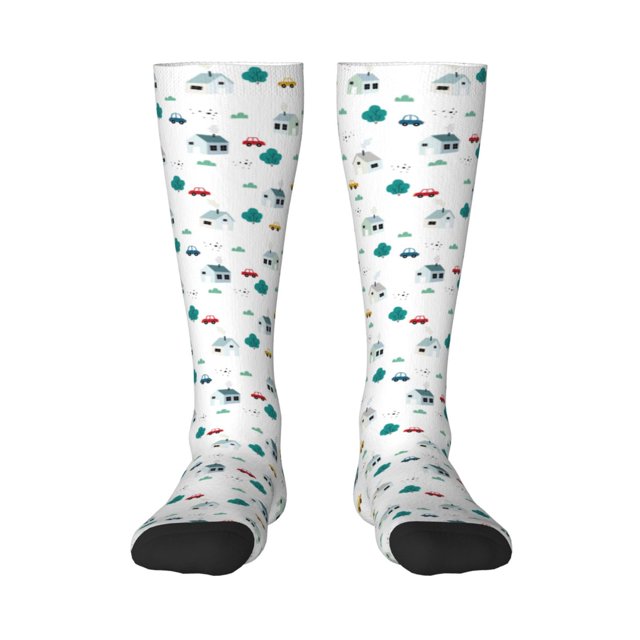 Balery Cartoon House Car Calcetines novedosos Calcetines deportivos Calcetines hasta la rodilla Calcetines de algodón Calcetines originales y geniales