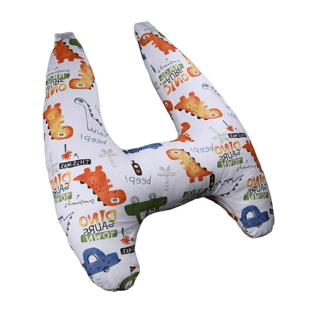 Almohada de viaje para el asiento trasero del coche, ideal para viajes largos por carretera, para adultos, con diseño de dinosaurio naranja.