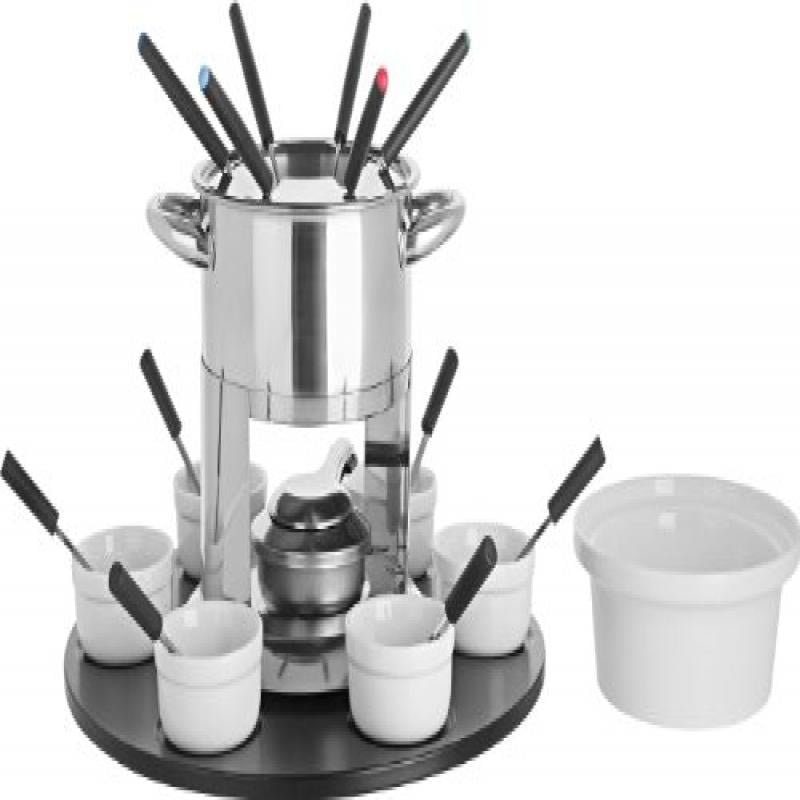 Trudeau Home Presence Laila 44 Ounce Stainless Steel Fondue Set with Double Boiler Inset... by