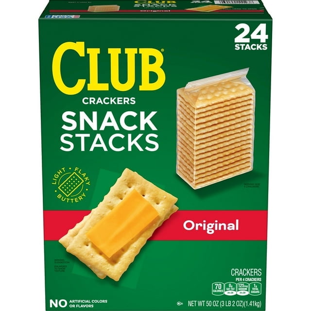 Club Crackers Snack Stacks 2.08 oz (24 Pack), With Olive White Bowl By OMA