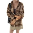 thumbnail image 2 of Seyurigaoka Women's Shacket Button Down Plaid Jacket, Long Sleeve Chest Pocket Shirt Coat, 2 of 6