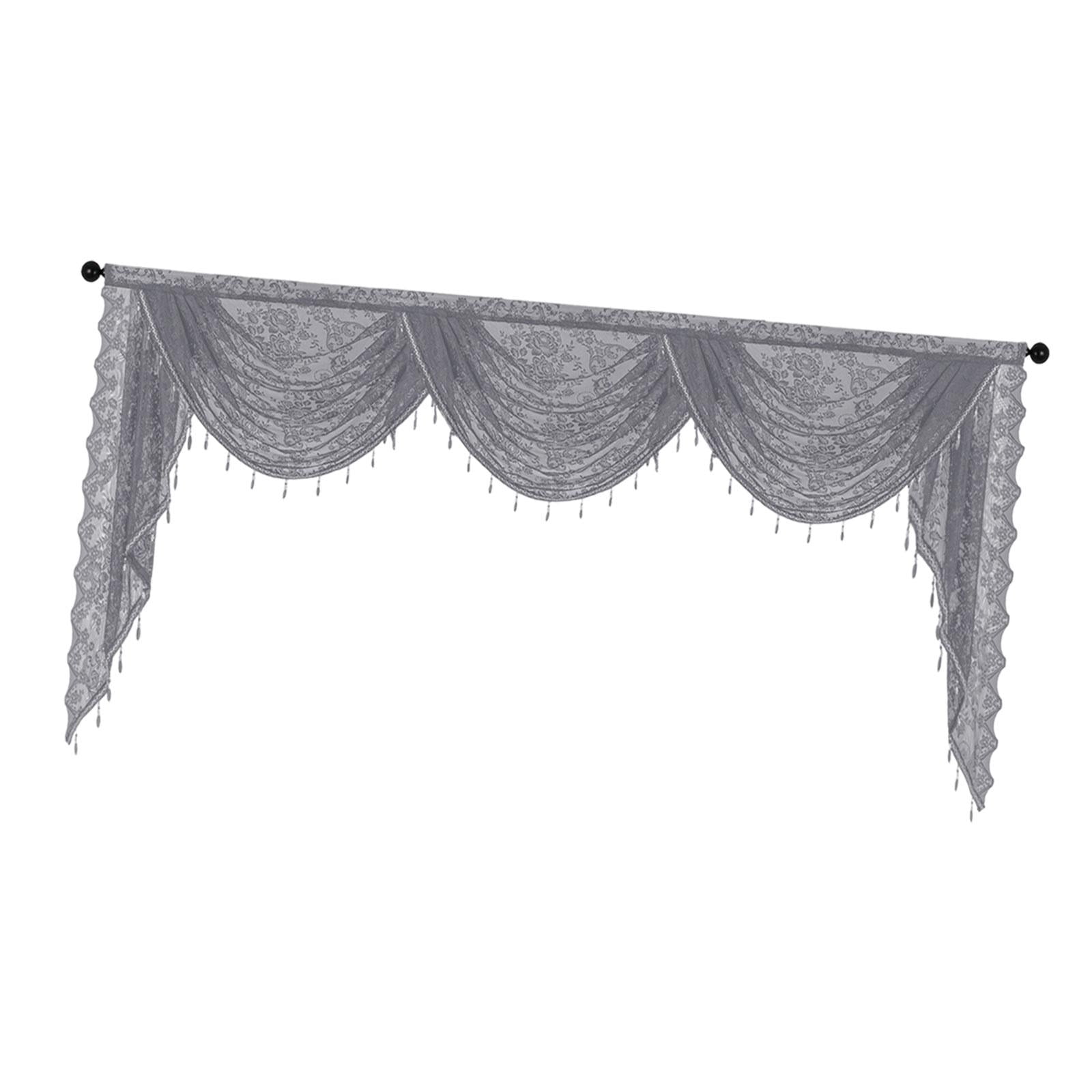 Fancyes Waterfall Window Valance Swag Valance Soft Breathable Home Decoration Romantic Vintage Design with Bead Tassels for Bathroom 250cmx105cm