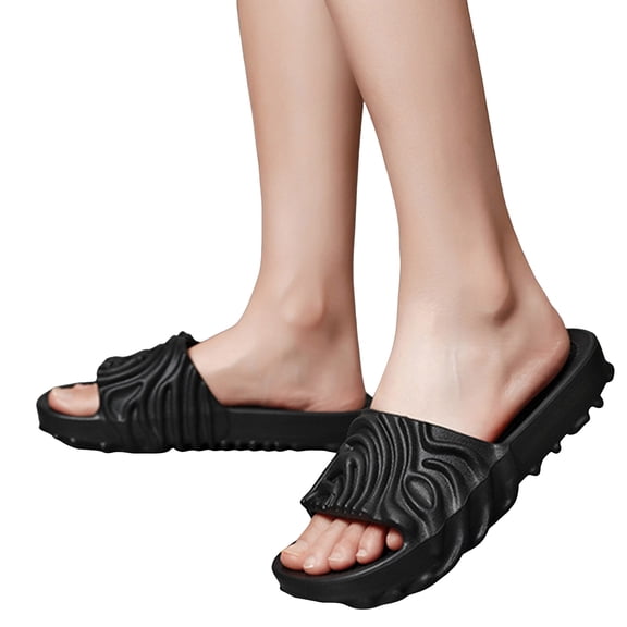 Modstep Cloud Slides for Men Women Recovery Foam Sandals Summer Comfortable Walking Shower Pillow Slippers for Pool Beach size 9 Black