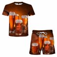 thumbnail image 2 of Vedolay Mens Shorts Tracksuit Men's Shorts Set Short Sleeve Crewneck Tee Track Shorts with Pockets,Red 3XL, 2 of 4