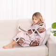 thumbnail image 4 of Pink Footballs with Bows Pattern Blanket Hoodies for Kids 6-13YR Oversize Wearable Blanket Hoodies for Boys Girls Teens, 4 of 7