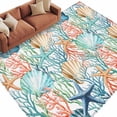 thumbnail image 2 of Coastal 5'x8' Area Rug for Living Room, Nautical Summer Beach Coral Starfish Shell Washable Non-Slip Rugs for Bedroom Nursery Dining Room, StainResistant Low-Pile Kitchen Carpet Large Entryway Rugs, 2 of 9