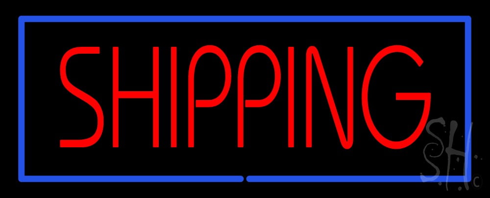 Shipping Blue Border LED Neon Sign 10 x 24 - inches, Black Square Cut ...
