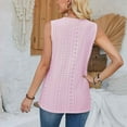 thumbnail image 5 of Sakmal Ladies Tops and Blouses Pink Sleeveless Lace Solid V-Neck Tank Tops Womens Shirts, 5 of 5