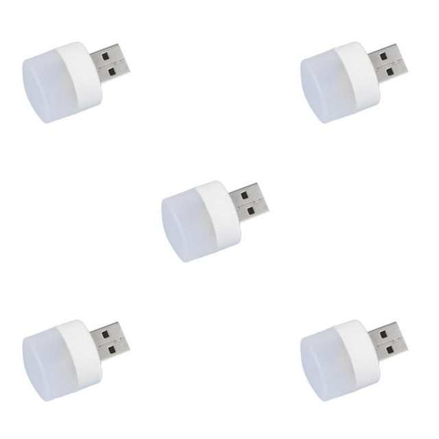 crativent USB Plug Lamp 3000K Lighting Device Power Bank Mobile Charging Eye for Protection Book Lamps Round Supple Reading Light White Light 5Set