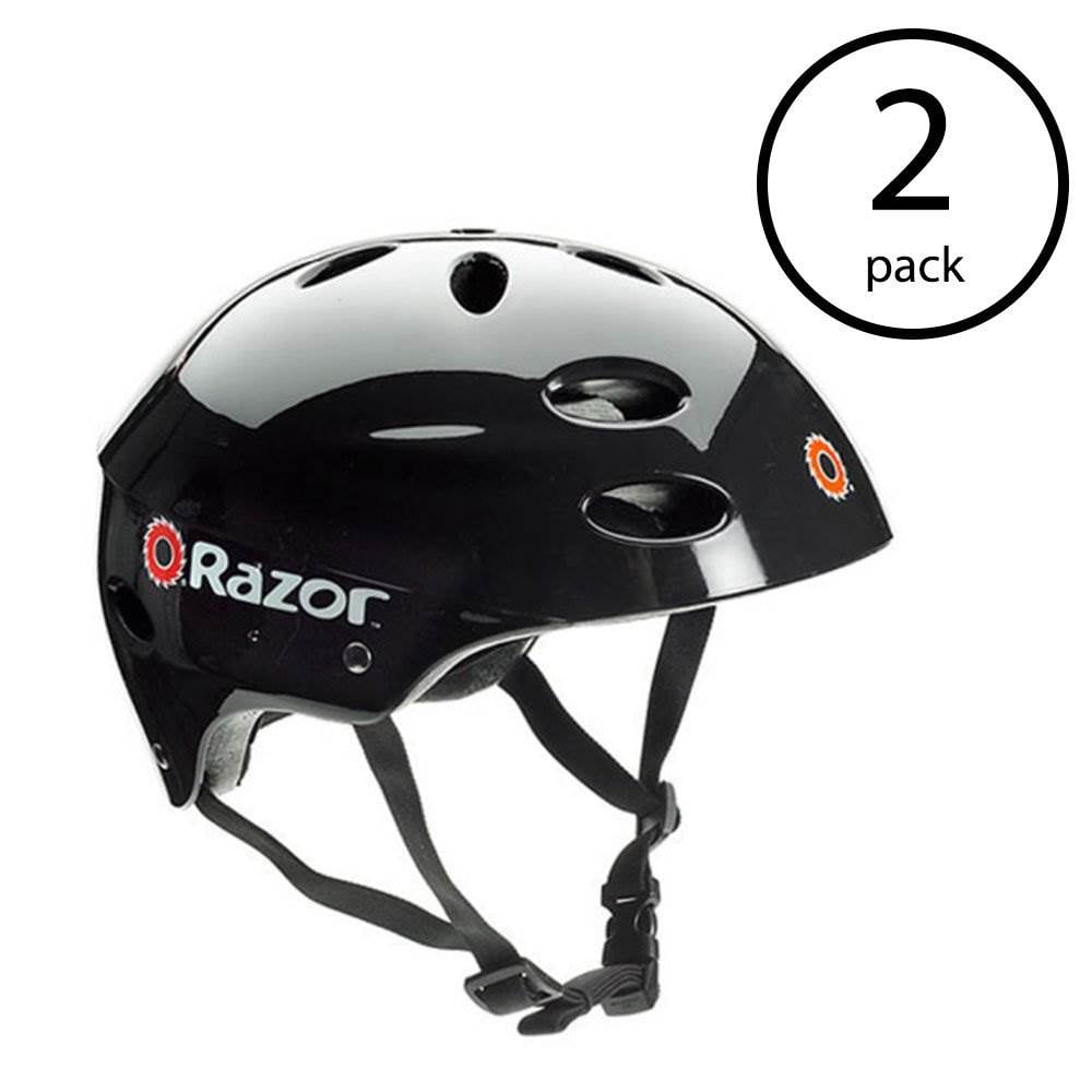Razor V17 Youth Skateboard Scooter Bike Sport Helmet Glossy Black 2 Pack Walmart