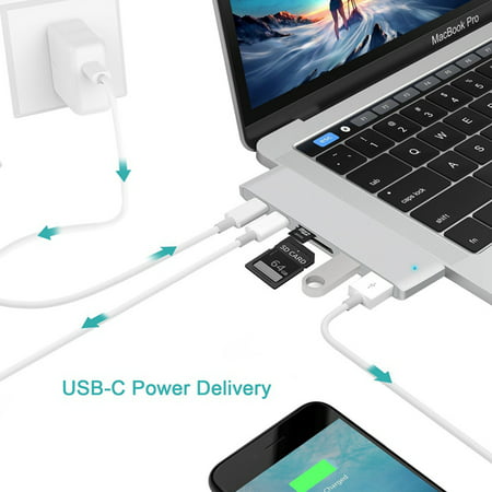 USB C 6in1 Hub 3.0 Type-C Adapter charging&reader For Macbook Pro Mac PC Laptop (Best Usb Hub For Music)