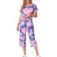thumbnail image 2 of CONJUNTO DE PIJAMA PARA MUJERES INSPIRE CHIC PANTALONES CAPRI DE MANGA CORTA CON TIE DYE Y BOLSILLOS 2XL PÚRPURA, 2 of 6