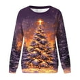 thumbnail image 4 of Womens Tops Plus Size Christmas Printed Round Neck Long Sleeve Capless Casual Loose Sweatshirt *Purple L, 4 of 5