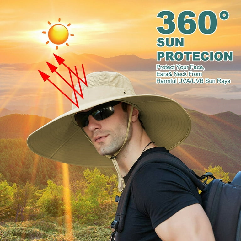 Men Wide Brim Sun Hat UV Protection Bucket Cap For Hiking Camping Fishing  new