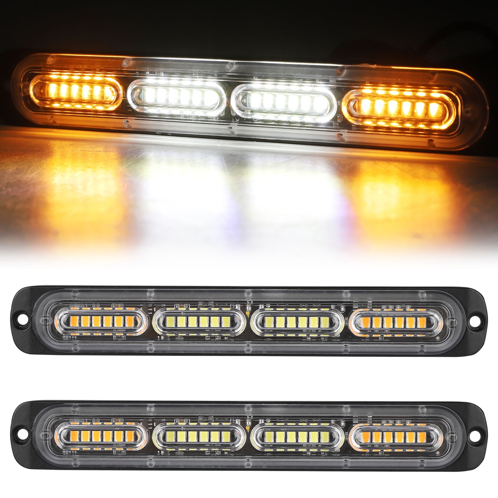 2x 4 LED 4W Work Vehicle Grill Strobe Emergency Warning Side Light Amber 12/24V 