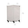 thumbnail image 3 of Seville Classics Corner Heavy Duty Rolling Steel Frame Laundry Hamper Canvas Cart Bin, w/ Wheels for Hotel, Home, Closet, Bedroom, Natural White, 24" W x 17.7" D, 3 of 7