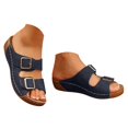 thumbnail image 3 of IUJSOY Womens Wedge Sandals Double Buckle Slip on Slippers Comfortable Arch Support Walking Shoes, 3 of 9