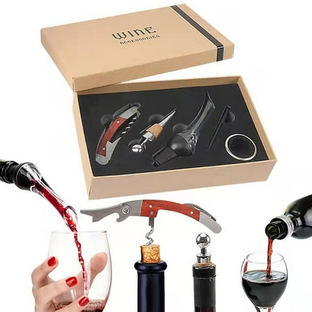

Wine Opener Set Wine Corkscrew Opener Gift Set Foil Cutter Wine Pourer N Stopper Wine Opener Kit Gift Ideas Women N Men