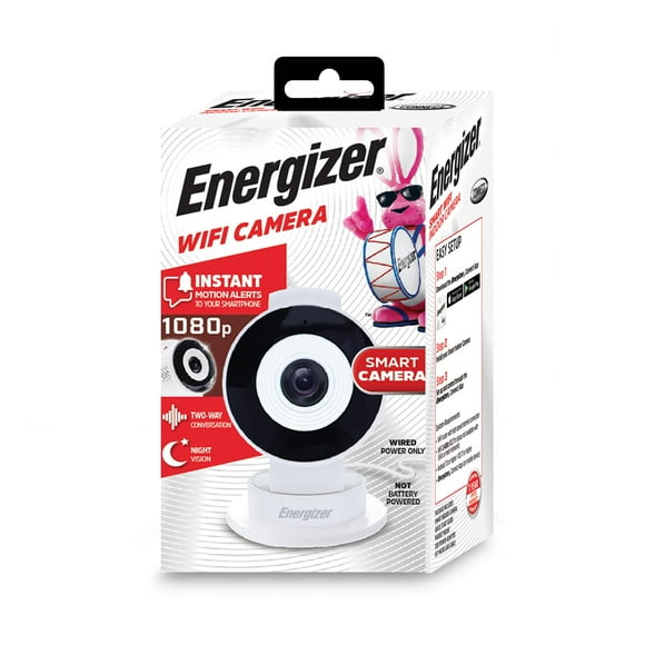 Energizer Smart Wi-Fi White Indoor Camera, 1080P Full HD, Cloud/Micro-SD Card Support,Xtreme, 2.4GHz WiFi