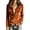 Orange, variant on Sheghy Lapel Jacket for Women Solid Flap Pocket Zip Front Long Sleeve Fall Winter Black S