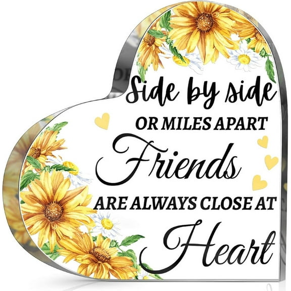 Friendship Gift For Women Girls Birthday Going Away Gifts Best Friend Acrylic Plaque For Coworker Retirement Friendship Keepsake Decor(Side By Side) 4X4 In