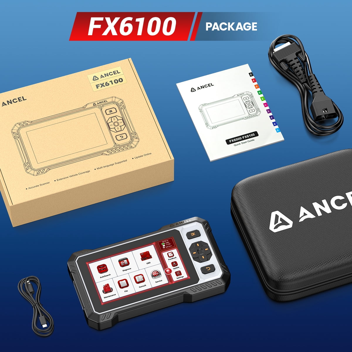 ANCEL FX6100 Bidirectional OBD2 Scanner, All System Car Diagnostic Scan ToolTool with 15+ Reset, EPB/BMS/SAS/DPF Reset/ABS Bleeding/Injector Cod-ing, FCA&CANFD, AutoScan, Free Upgrade