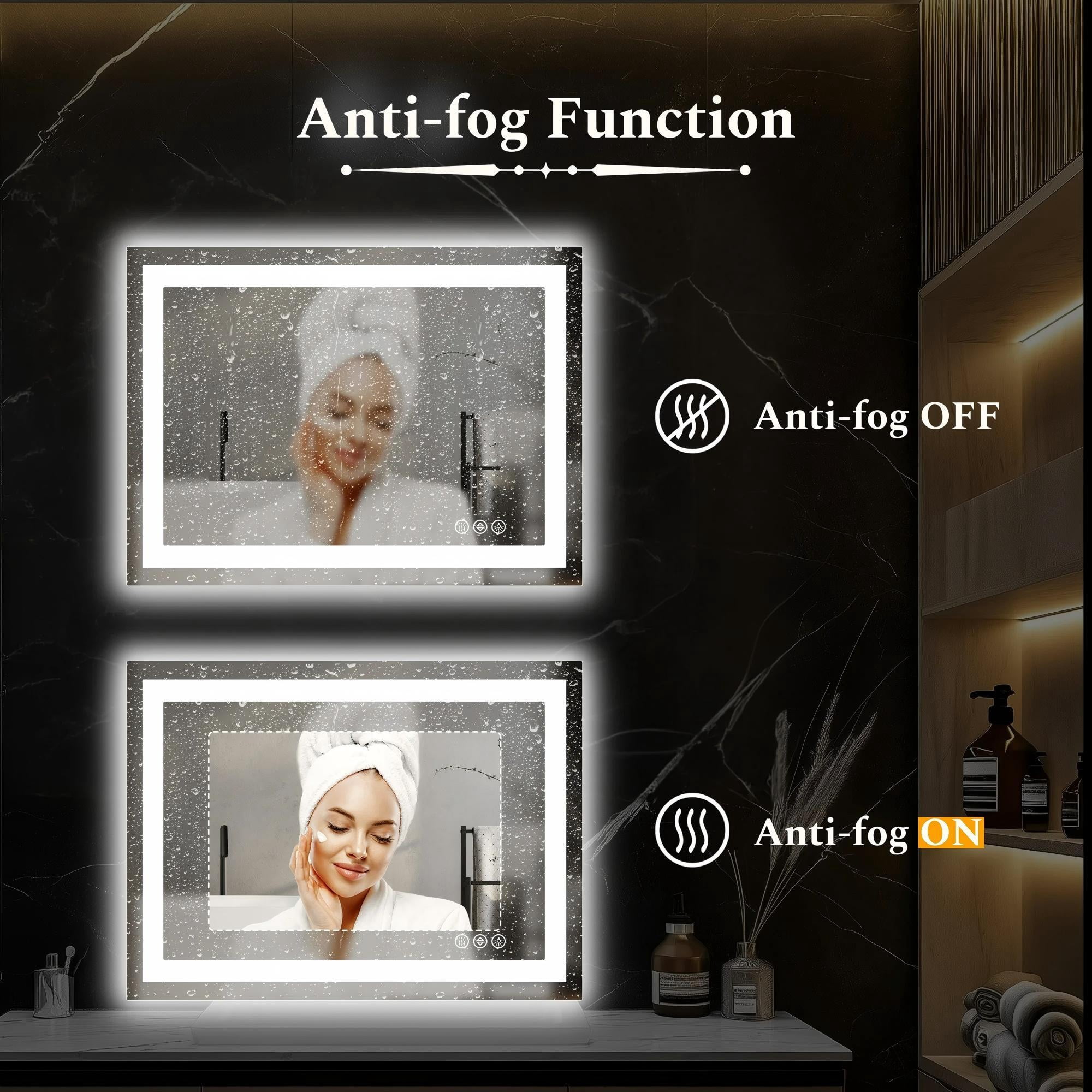 BEAUTYPEAK 24"x 32" LED Bathroom Mirror with Lights Vanity Mirror for Wall,White