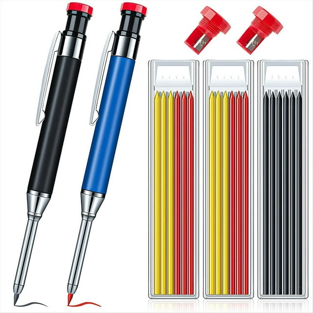 Juego de LáPices Marcadores para Agujeros Profundos, LáPiz de Carpintero para Marcar Agujeros en Madera, Metal y Baldosas de HormigóN