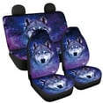 thumbnail image 6 of Xoenoiee Wolf Galaxy Print Car Seat Covers Front and Rear Bench Protector, Universal Fit, Durable Washable Polyester Auto Interior Accessoies Car Seat Cover Full Set, Pack of 4, 6 of 7